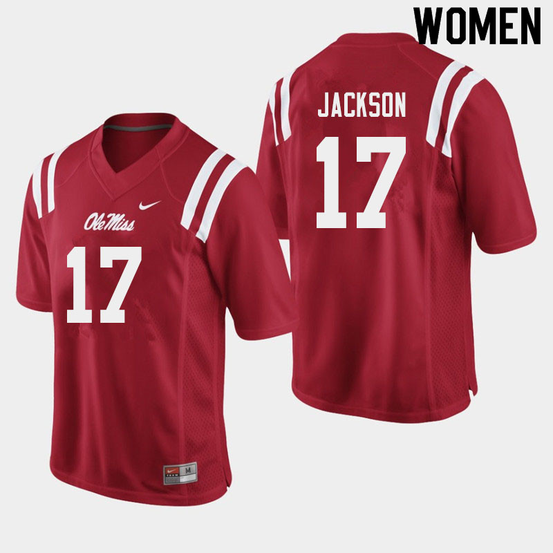 Jadon Jackson Ole Miss Rebels NCAA Women's Red #17 Stitched Limited College Football Jersey FIZ8058EG